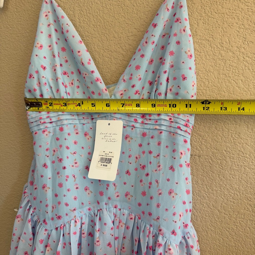 American Threads Light Blue‎ Pink Ditsy Floral V-Neck Skort Romper Small NWT - Picture 10 of 12